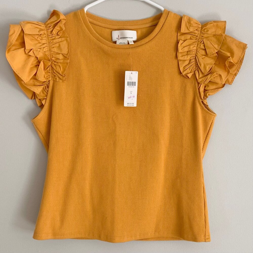 By Anthropologie Woven Ruffle Top